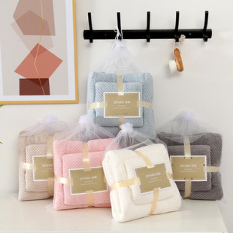 High Density Coral Fleece Towel and Bath Towel Set, Soft and Highly Absorbent Absorbent 2 Piece Set for Home Spa and Travel Soft and Quick Drying