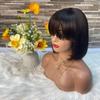 Natural Color Short Hair Mechanism Bangs Bob Wig Black 3*1 Silk Base Lace Wig Women's Straight Bangs