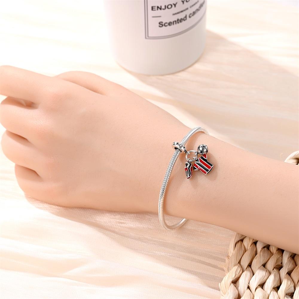 Popular Copper Sports Football, Badminton & Baseball Dangle Charm Fits Brand Bracelet For Kids Jewelry Gift