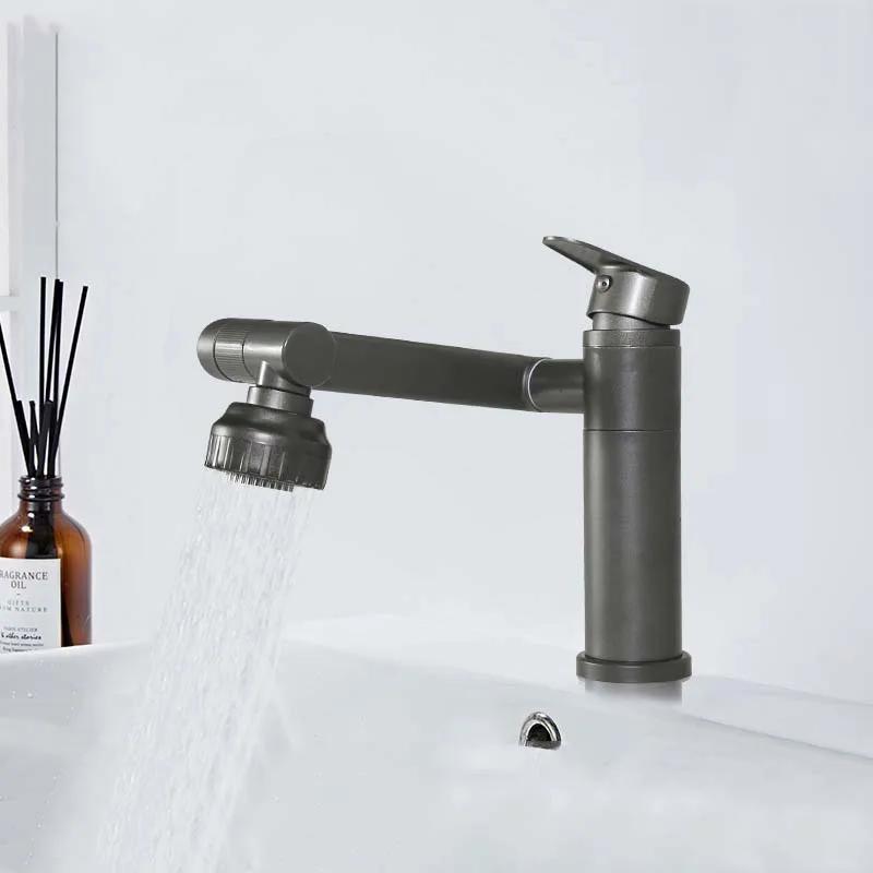 Multifunction Bathroom Faucet Gold Sink Faucet Hot Cold Water Mixer Crane Deck Mounted Universal Water Taps Black White
