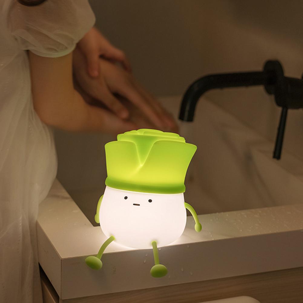 Cute Chives Night Light LED,Silica Touch Lamp,Rechargeable USB,Table Lamp,Desk Room Decoration Baby Nursery Kids Birthday Gift