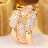Luxury Gold Silver Color Cubic Zirconia Chain Link Ring for Women Daily Party Wedding Jewelry Gift
