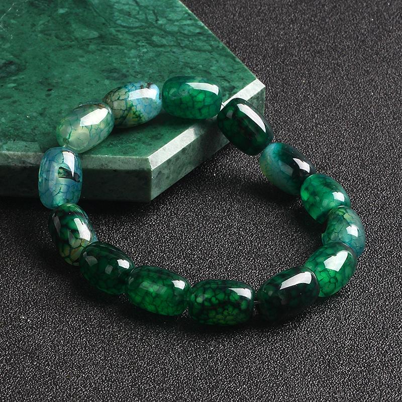 

Разноцветные агатовые браслеты Рейки с кружевом для женщин, браслеты из бусин с полосатым агатом в форме цилиндрического барабана, модные парные украшения 17cm-6.69inch