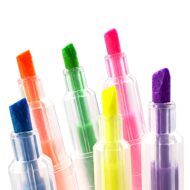 6-Color Double-Ended Fluorescent Highlighter Pen Set with Oblique Tips for Students and DIY Projects