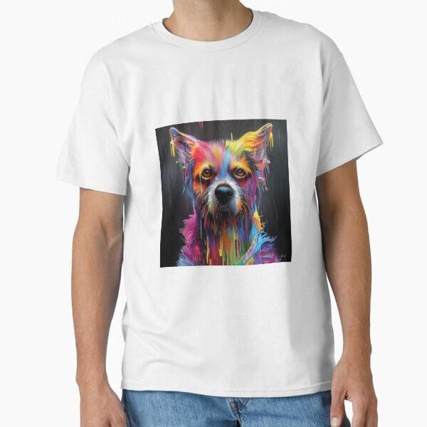 

Colorful Dog in The Rain (Painting) Classic T T-Shirt Made in US/AUS Size S-2XL Unisex T-Shirt S