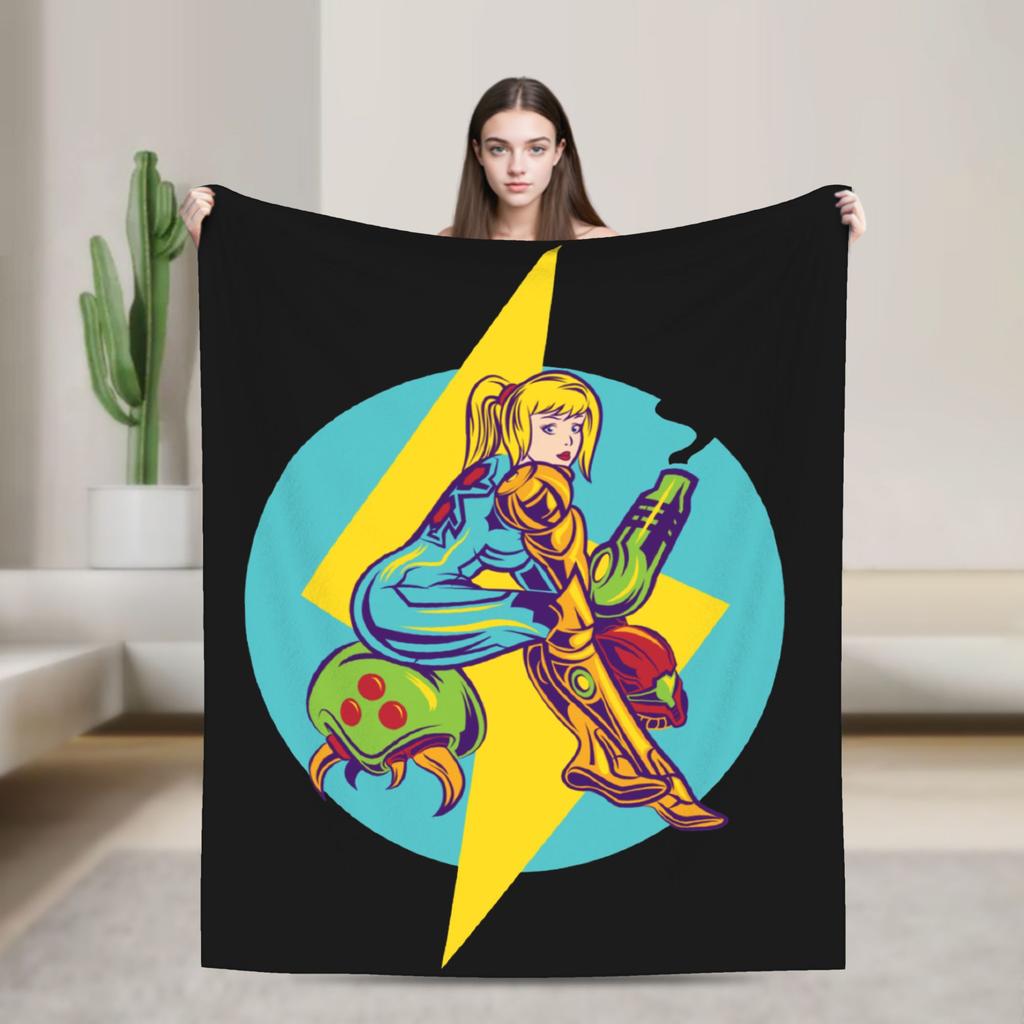 Metroids Hero Game Blankets Flannel Vintage Breathable Throw Blanket for Bed Sofa Winter