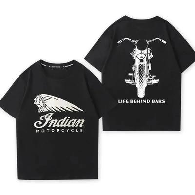 2024 Erkek Tişört Günlük Indians Motorcycle Tişört Grafik Oversize Motosiklet Biker Cafe Racer Chopper Vintage Sokak Giyim S-4XL