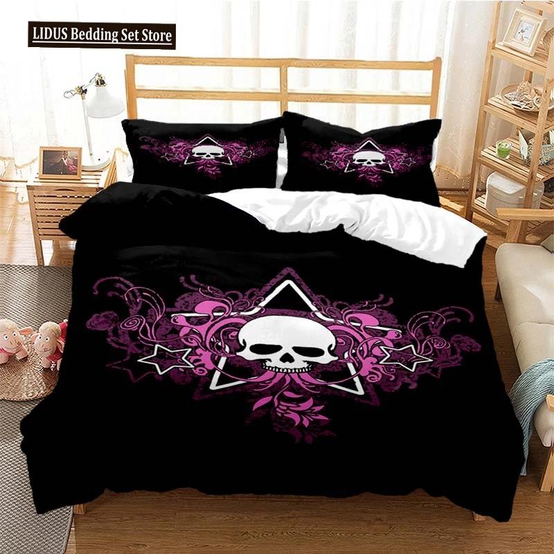 Sugar Skull Duvet Cover Set Queen Size Flowers Skeleton Bed Linen Double Bedding Set With Pillowcase King Size Skull Quilt Cover