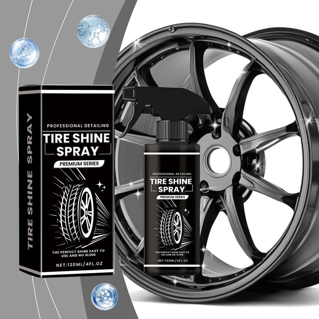 Tire Gloss Spray ,120ML,; Wheel Tire Gloss Maintenance Cleaning Polishing Coating Liquid Coating Agent; Suitable For Cars, Trucks, SUVs, RVs, Etc.