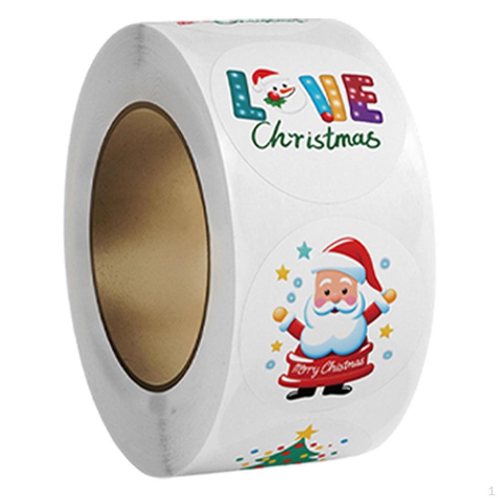 500Pcs Christmas Stickers Roll Envelope Seals Round Decorative Labels Gift Sealing for