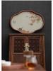 Exquisite Chinese Begonia Tea Serving Tray with Gaiwan Storage and Coaster Plate for Afternoon Tea and Coffee Shops