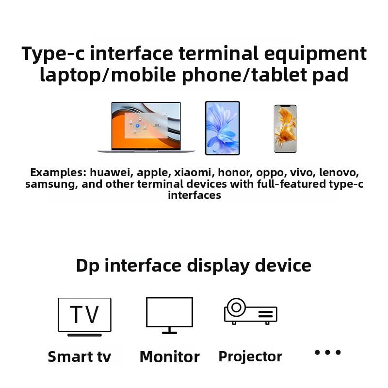 Type-C To DP Adapter Cable, 8K 60Hz Computer/phone Screen Mirroring HD Video Conversion Cable, Type-C To DP