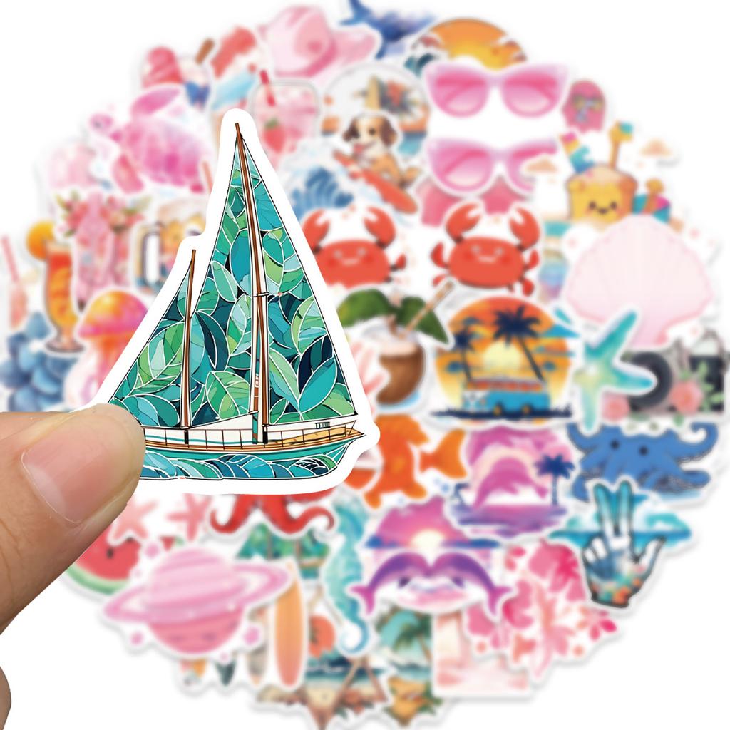 50 Cartoon Summer Tide Graffiti Stickers Personalized Decorative Guitar Notebook Suitcase DIY Waterproof