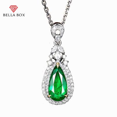Balla Box New Simulated Emerald Tourmaline Full Drill Drop Temperament Pendant For Women Charm Wedding Engagement Fine Jewelry New Trendy