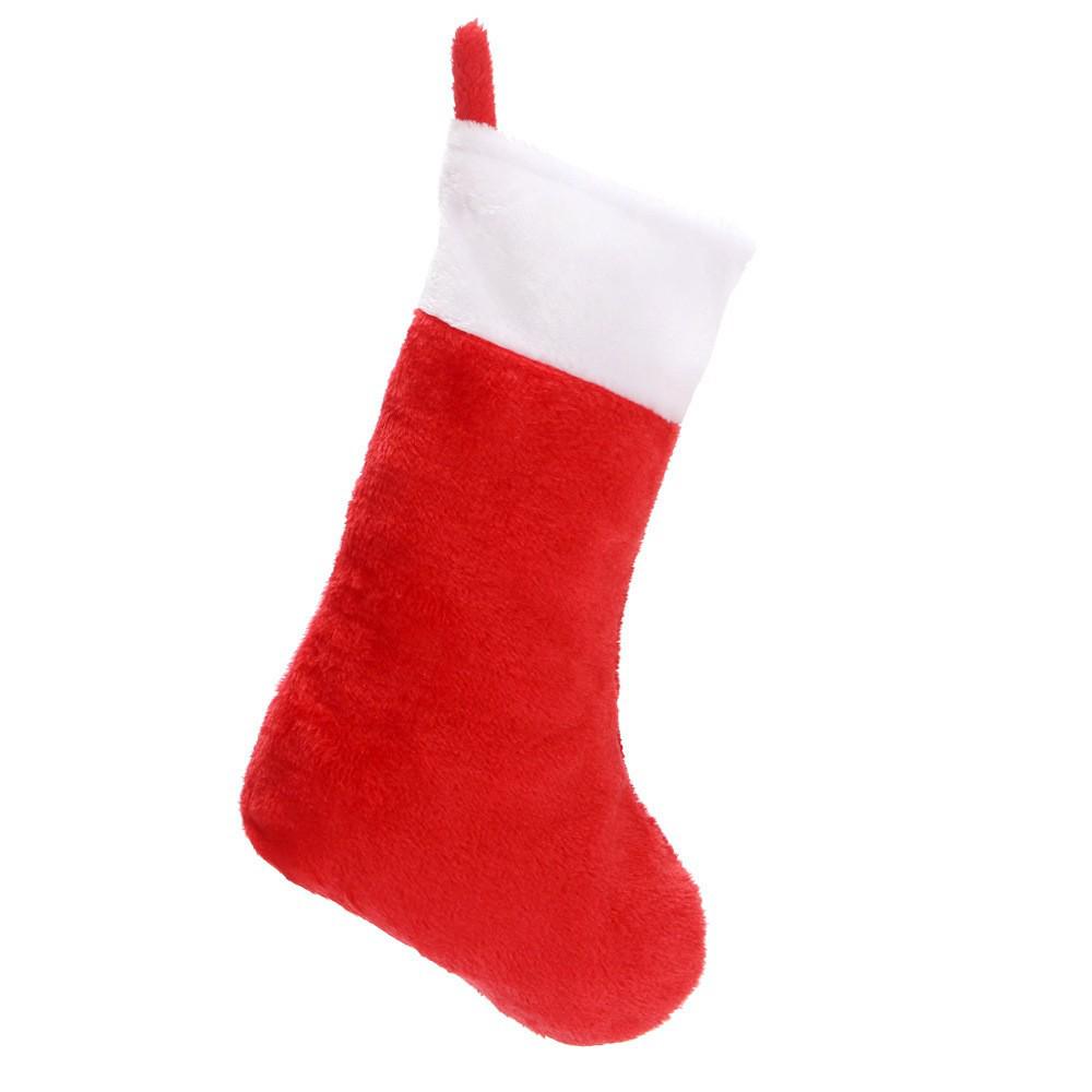 Red Plush Christmas Stockings with White Trim - New Design