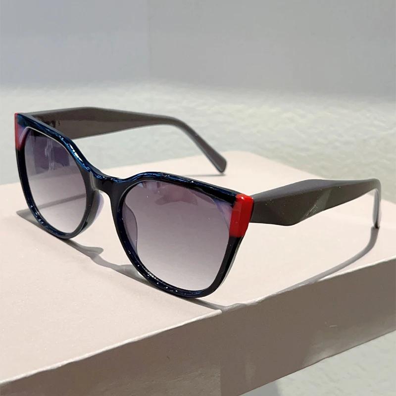 Oversized Cat Eye Sunglasses Women Fashion Vintage Patchwork Rim Gradient Shades Trendy Brand Design Anti-UV Sun Glasses
