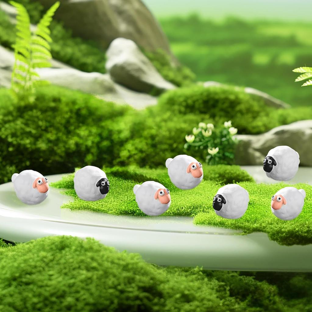 60 Pcs Miniature Sheep Figurines White Sheep Resin Figurines for Indoor Outdoor Garden DIY Ornament Accessories Cake Topper Gifts(Sheep Black)