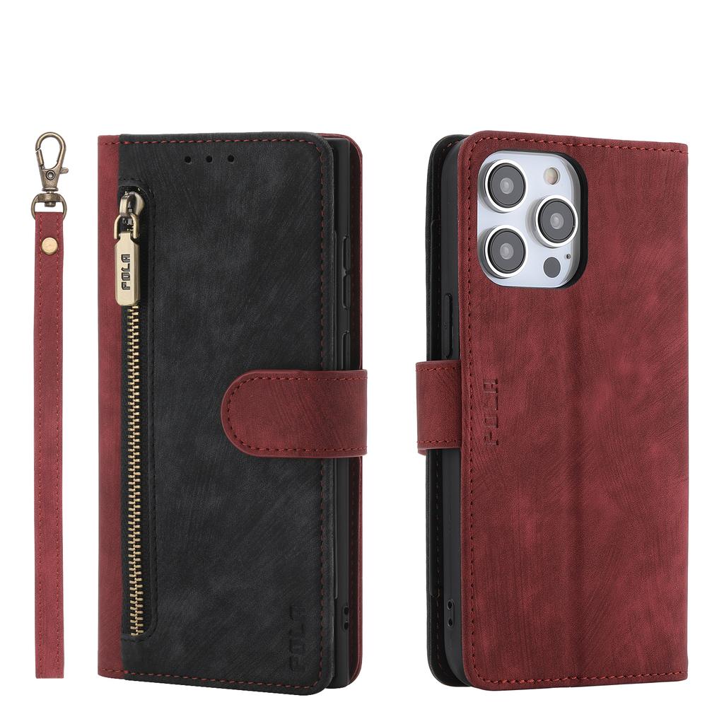 RFID Zipper Wallet Flip Leather Cards Solt Case for iPhone 14 15 16 Pro Max 13 12 11 SE 2025 X XS XR 8 7 Plus Stand Phone Cover