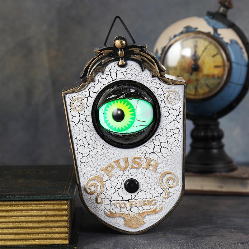 Halloween One-eyed Doorbell Decoration Electric Light-emitting and Sound-emitting Eyeball Doorbell Secret Room Prank Prop