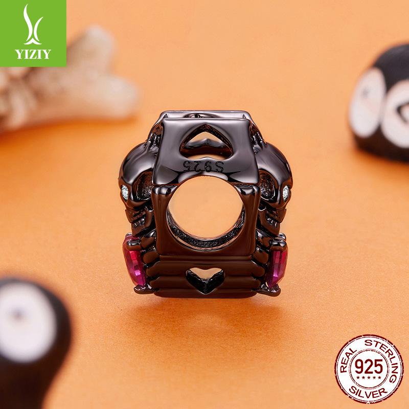 Halloween Than Heart Skull Beading Accessories Funny Festival S925 Silver Plated Black Gold Beads Beading