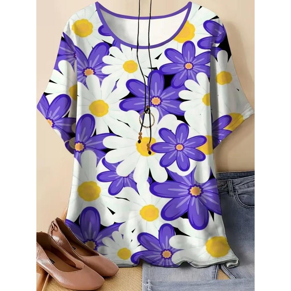 Fashion Women's Printed Versatile Top Casual Short Sleeve Comfortable and Breathable T-Shirts Women’s