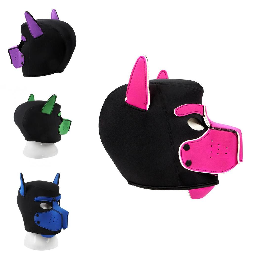 Gelişmiş Rol Oyunu Deneyimleri İçin Yeni Yetişkin Fetiş Köpek Başlı Maske Kostümü Siyah ve Renkli Varyantlarda