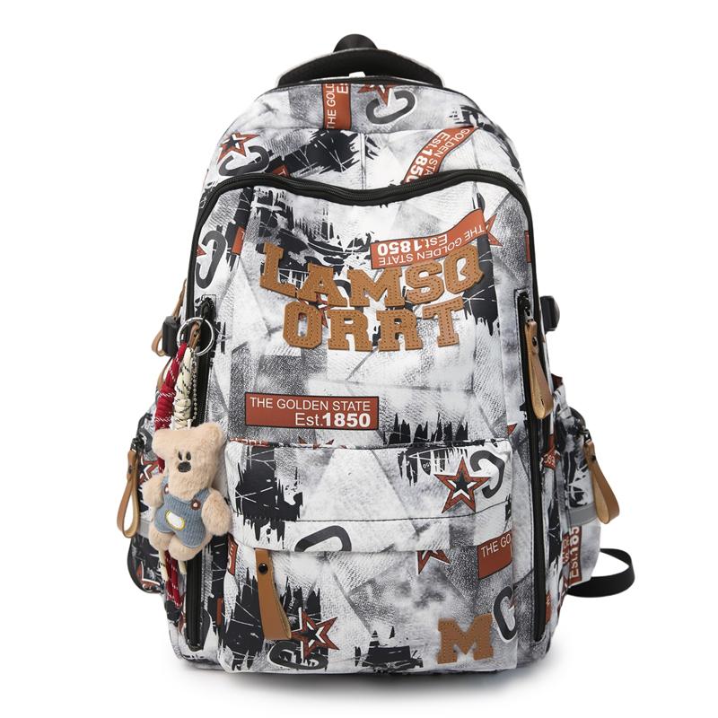 Graffiti Junior Senior High School Student Schoolbag Men's Large Capacity Computer Backpack