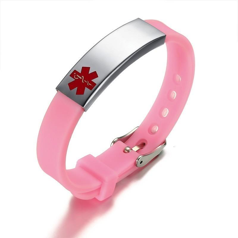 

Minimalist Adjustable Medical Alert ID Bracelet, Silicone Wristband for Women with Free Engraving No Need Engraved