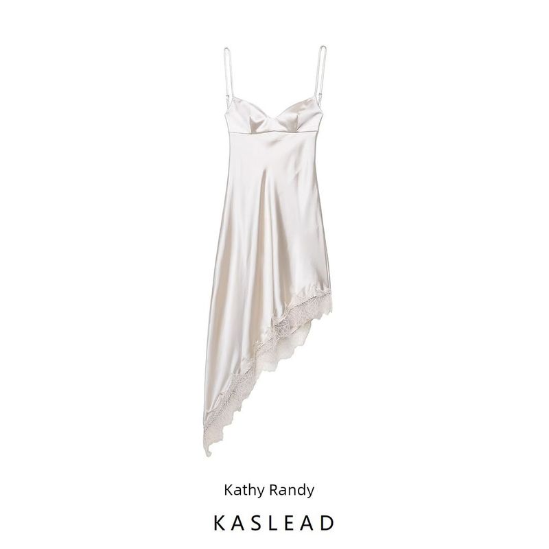 Kaslead New Women Clothes Western Style Fashion Lace Silk Satin Texture Dress 4772241