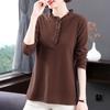 Maglietta a maniche lunghe in cotone taglie forti per donna, primavera e autunno, per madre di mezza età, top coordinato da donna