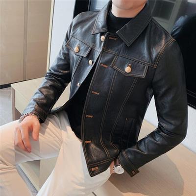 Frühling Herbst Schwarz Pu Leder Biker Jacke Männer Stil Lange Sleeve Zipper Leder Mantel Mode Männer Kleidung Plus Größe 3XL