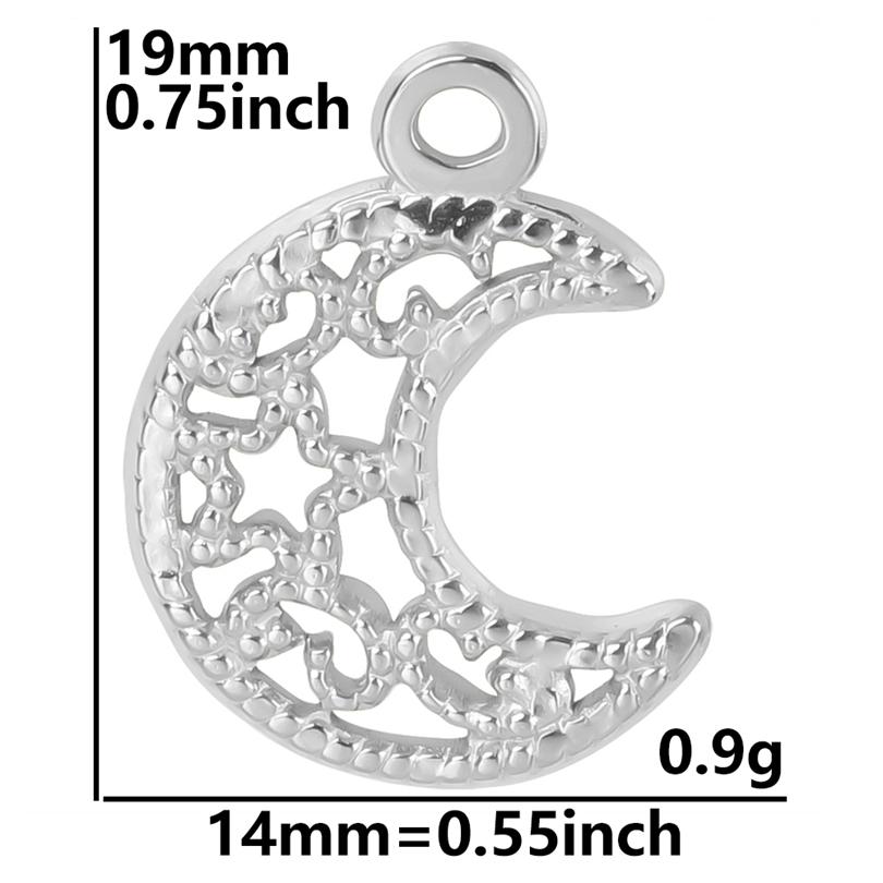 Fashion Moon Charm Pendant Metal 304 Stainless Steel Charms For Jewelry Making Supplies Wicca Components DIY Earrings Bracelets