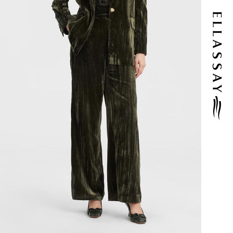 

ELLASSAY Women s Pleated Velvet Straight Casual Pants S