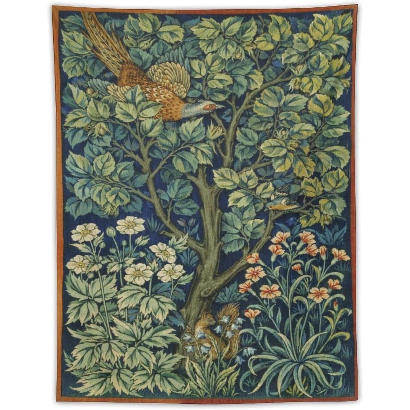 DDCBNS William Morris Vintage Plant Wall Tapestry 75x100