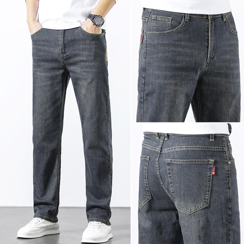Men's Jeans Autumn And Winter New Style Retro Loose Straight Wide Leg Elastic Trendy Trousers Versatile And Casual