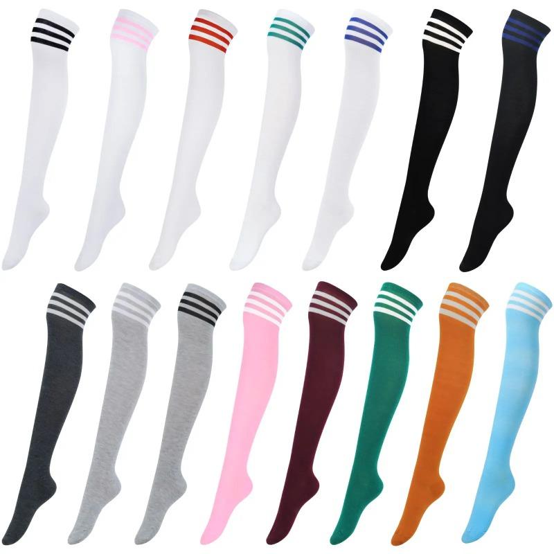Yiran Sexy Lingerie Women's Thigh High Socks For Goth Cute Kawaii Striped Over The Knee Socks Cotton Long Tall Knee High Stockings Cm