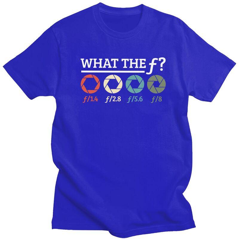 Individuelles Fotografen What The F T-Shirt für Herren 100% Baumwolle T-Shirt Freizeit-T-Shirt Kurzarm-T-Shirt Locker geschnitten Kleidung Geschenk