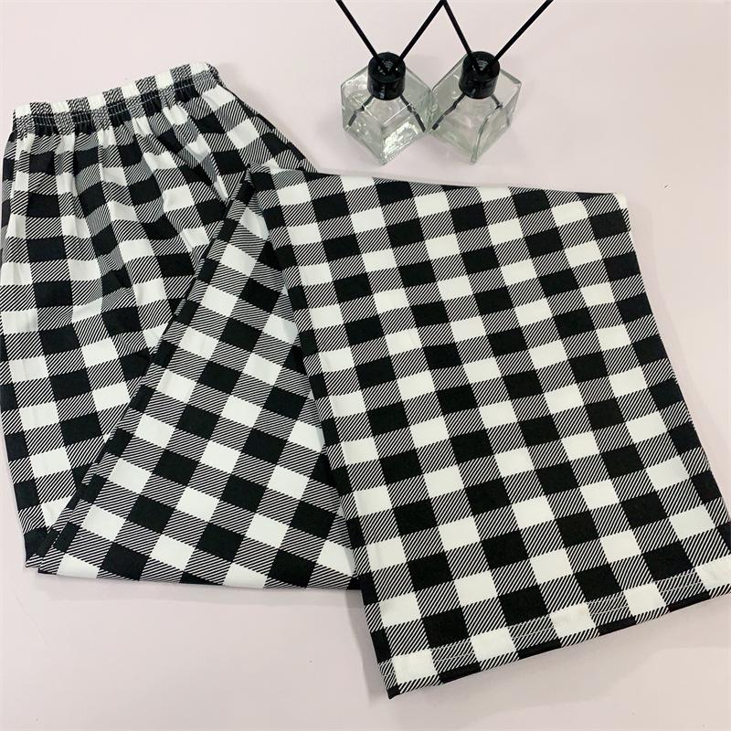 

Женские клетчатые пижамные брюки в корейском стиле — свободные, повседневные, воздушные брюки для дома и улицы XXL (130-150 jin)