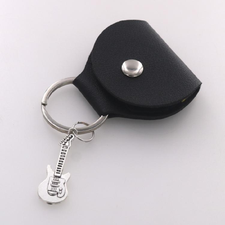 PU Leather Guitar Pick Holder Keychain Pick Cover Pouches Portable Plectrums Bag