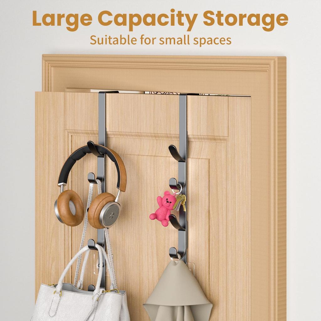 Über-der-Tür-Haken Metall 5 Haken Organizer-Gestell für Mäntel Taschen Handtücher Kleidung Hüte im Badezimmer Schrank Aufbewahrungslösung Ohne Bohren