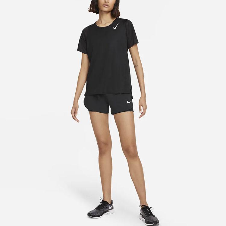 Nike Solid Color Logo Round Neck Short Sleeve Raglan T-Shirt Women Tops Black DD5927-010