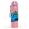 1PC B Boy Graffiti Letter 750ml Color Plastic Sports Water Bottle Leakproof Flip Straw Lid Suitable for Sports Office Home Use