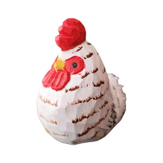 Hand-Carved Wooden Rooster Figurine Farmhouse Chicken Sculptures Rustic Animal Statue for Home Shelf Desk Kitchen Decor Gift for Chicken Lovers