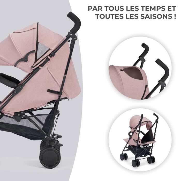 Poussette canne SIESTA - Kinderkraft - Position allongée - Pliable/Compacte - Rose