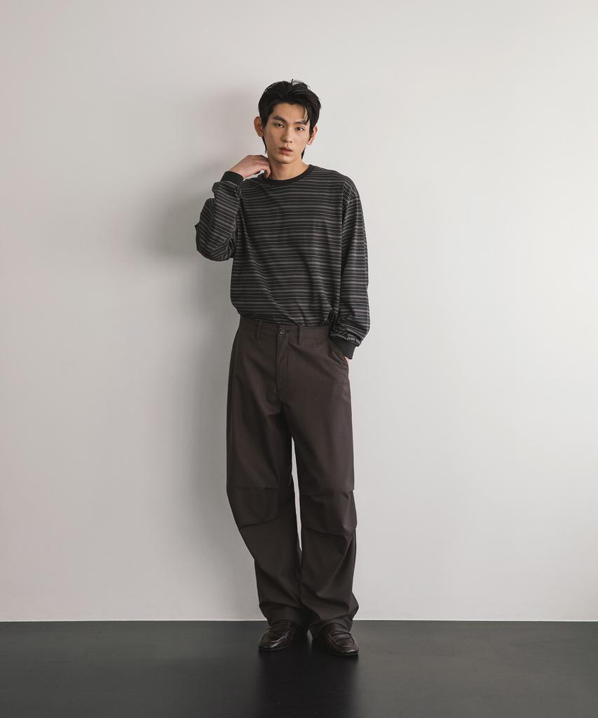 ANOTHER OFFICE Tropical-Wool Utility Pants (Dark Oak)