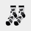 Ultra-thin Transparent Crystal Silk Socks Women Fashion Summer Harajuku Crew Socks Retro Flower Streetwear Elastic Long Socks