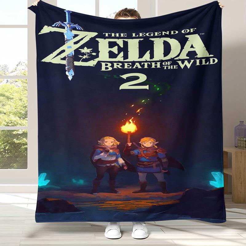 Retro Z-Zelda Cartoon Link Games Flannel Blanket,Ultra Soft Warm Plush Throw for Home Bedroom Bed Sofa Cover Camping Picnic Kid
