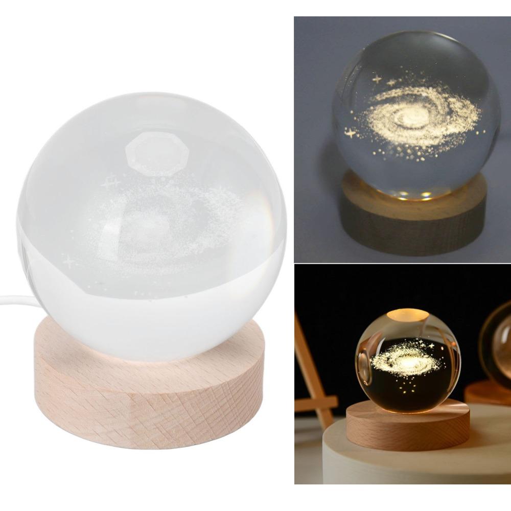 Round 3D Crystal Lamp Luminous Base Color Changing Light Large Desktop Night Light For Boys