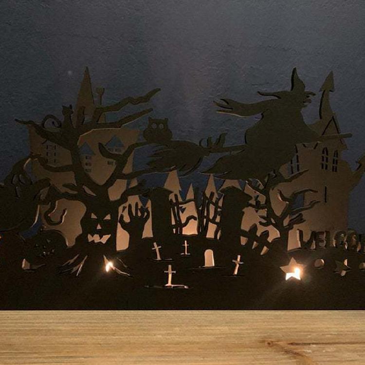 Novelty Witch Silhouette Candle Holder Halloween Candle Holder for Party Decor