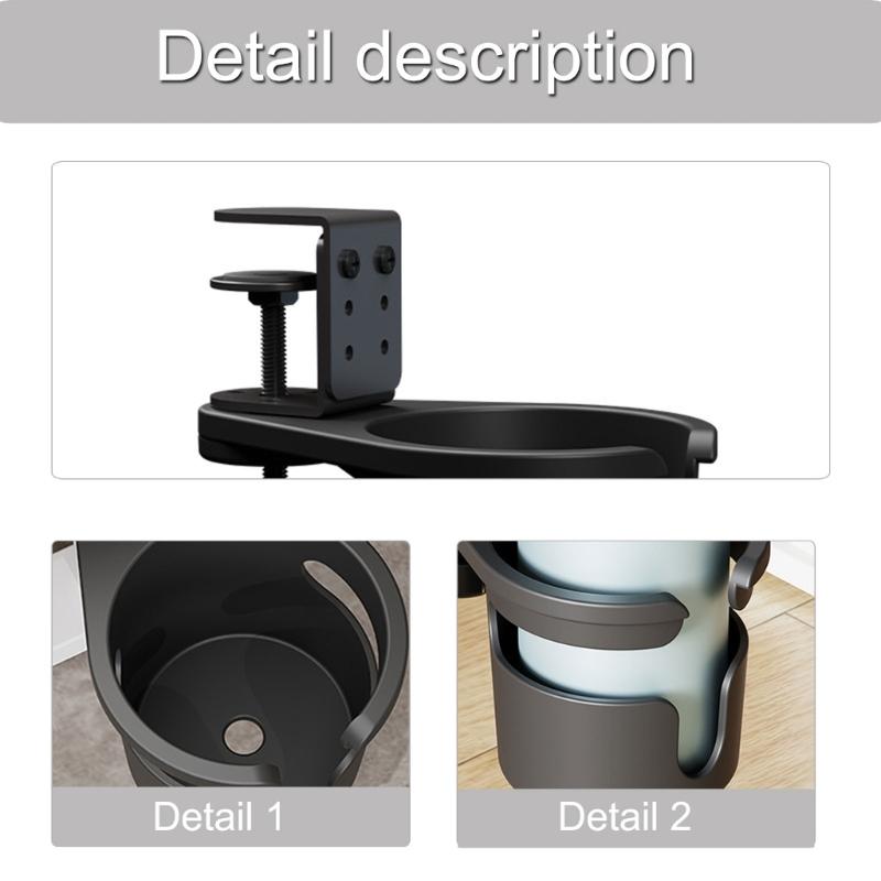 Universally Desk Beverage Holder Nonslip Designs for Secure Cup Placement Adjustable Rotating Table Drink Holder Clamp